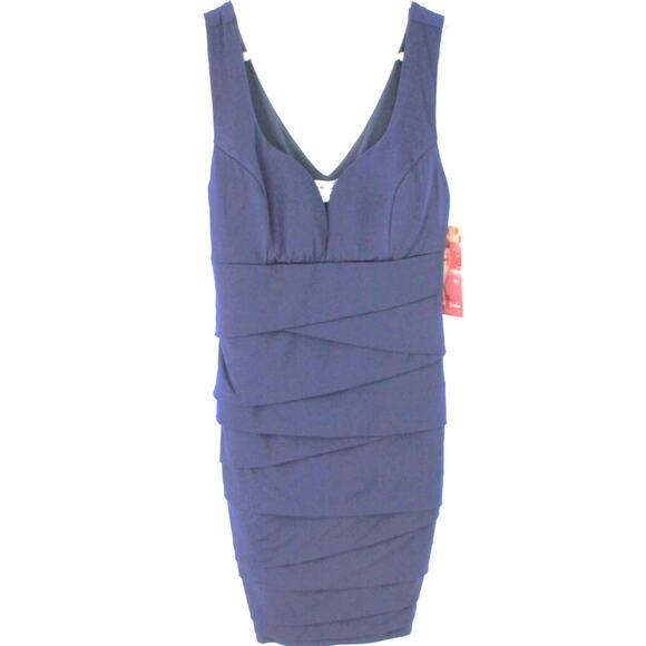 Emerald Sundae Women's Navy Blue Bodycon Layered Bandage Dress - Picture 1 of 7